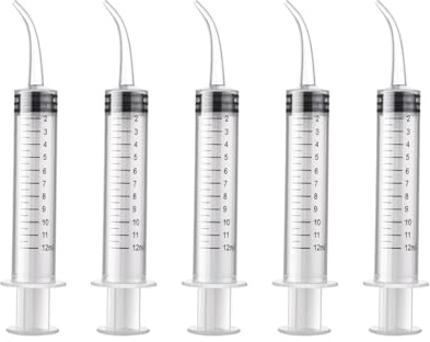 LIANRISES 5 Stück Gekrümmter Spritze 12ml KanüLe Syringe Dosierspritze für Die Zahnpflege Haustierpflege
