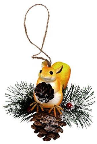 HOOTNEE Simulation Squirrel Pendant Realistisches Eichhörnchen Ornament Für Dekoration Kleiner Leichter Anhänger Für Tasche Rucksack Schlüssel Süße Deko Gelb