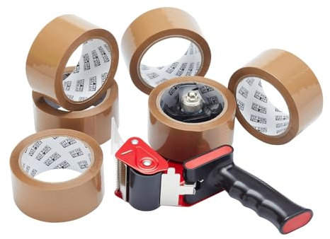 Fit For The Job Pistolet et distributeur de ruban adhésif brun Fit for the Job - Dévidoir de ruban adhésif robuste pour des besoins de scellage et d'emballage efficaces - 6 rouleaux