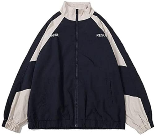 Damen Vintage Harajuku Jacke Lose Hip Hop Style Paneling Winddichte Unisex Streetwear Leichte Jacke Übergroße Lässige Bomberjacke