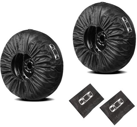 LONGHAO 2 pcs Reifenabdeckung, 19-23 Zoll Radschutzhülle, Wohnwagen Radschutzhülle, Anti UV-Reifenschutz Radreifen Ersatzradabdeckungen, für Anhänger, Wohnmobil, SUV (schwarz)