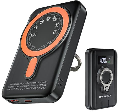 Magnetic Power Bank 12000mAh 22.5W Ricarica rapida Caricatore portatile PowerBank wireless con display LCD Piccola batteria USB-C con funzione di ricarica magnetica per smartphone Smartwatch