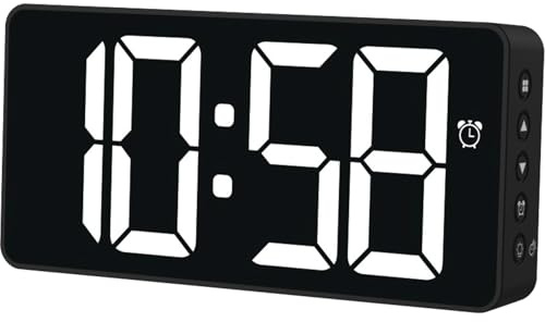 Hama Digitaler Wecker (mit Temperaturanzeige, Nachtmodus, Schlummerfunktion, Speed Alarm, 2 Displaymodi, 3 Helligkeitsstufen, Datumsanzeige, ohne Batterie) schwarz