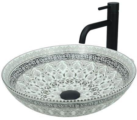 GTM Designs Aufsatzwaschbecken Glanz - Modern Waschbecken ohne Hahnloch - Elegant Aufsatzwaschbecken Oval für Badezimmer und Gäste WC - nur Bad Waschbecken - Modell 2