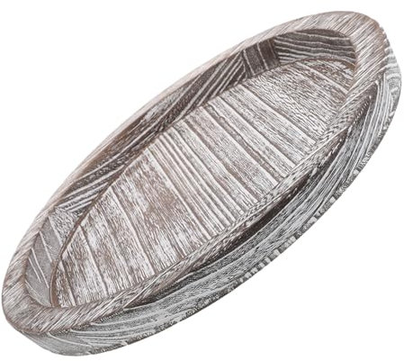 COLLBATH Bandeja Redonda De Madera Vintage para Soporte De Velas Plato Decorativo De Madera Maciza para Servir Frutas Pan o Embutidos Mesa De Comedor
