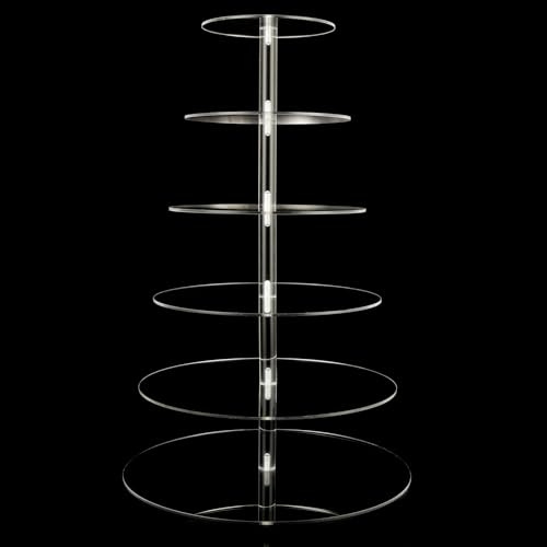 VIDETOL 6 Tier Cupcake Stand, Round Acrylic Cake Stand, Clear Afternoon Tea Stands for Wedding, Birthday, Theme Party, Baby Shower and Bar Party