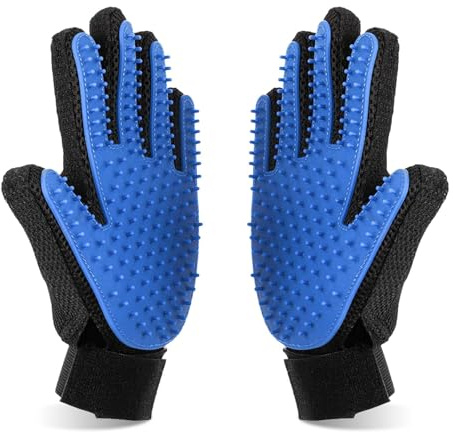 Dreamil Haustier Fellpflege Handschuh 2 Stück Effizienter Tierhaarentferner-Handschuh Massagehandschuh Verwenden mit Verbessertem fün-Finger-Design perfekt für Hunde und Katzen mit langem kurzem Fell