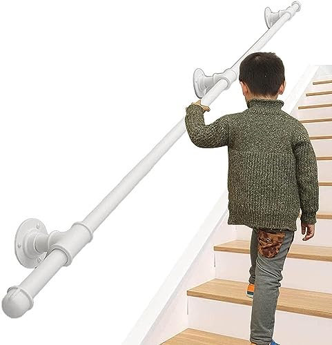 Kanduo Pasamanos de escalera for escalones de interior y exterior, pasamanos de barandilla de metal for ancianos, escaleras de seguridad, kit de soporte completo de barandilla Pasamanos para Escaleras