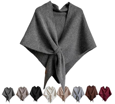 Generisch 2025 Neue Pashmina-Schalwickel für Damen, einfarbig gestrickte Dreiecks-Wollschal-Pulloverwickel für Damen für den warmen Winter
