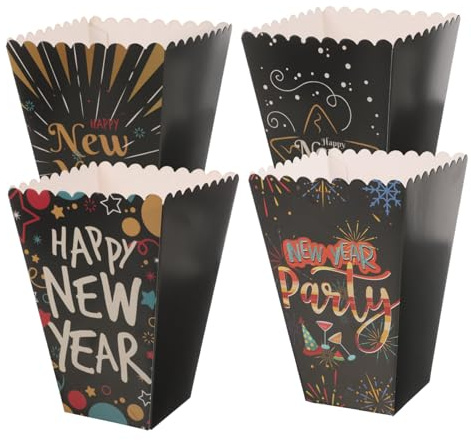 LRXIYODE 4 Stück Teiliges Umweltfreundliche Popcornboxen aus Papier Stabile Snackbehälter für Party Kino und Süßigkeiten Tragbare Popcorn Gebäckverpackung für Besondere Anlässe