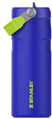 Stanley 1913 Flip Straw Botella Agua Con Pajita 0.47L - Cobalt Chartreuse | 8 Horas Fría - 40 Horas Helada - Acero Inoxidable - Sin BPA - Antifugas - Apta Para Lavavajillas