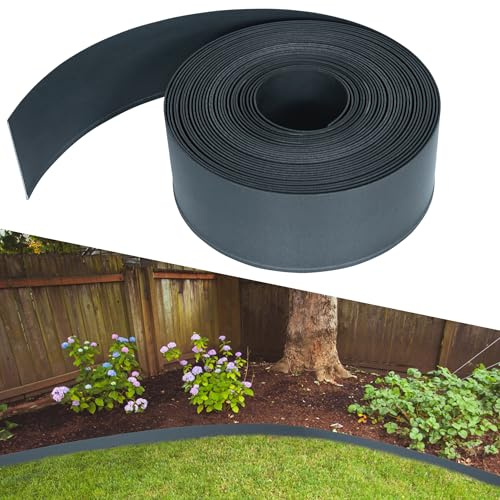 TATIVALO Flexible Rasenkante Kunststoff 10m, Höhe 12cm, Biegbare & Schneidbare Beeteinfassung Beetumrandung für Garten Rasen, Robuste Mähkante Gartenpalisade, Anthrazit