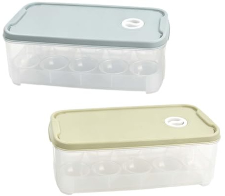 Novocloud 2 Piezas Hueveras para Frigorifico, Contenedor de Huevos Apilable Caja de Almacenamiento de Huevos con Tapa para 10 Huevos Hueveras de Plástico para Frigorífico