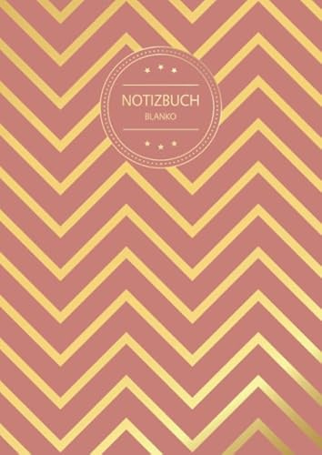 Notizbuch Blanko: Blanko Notizbuch A4 (120 Seiten, Vintage Softcover, Seitenzahlen, Weißes Papier - Dickes Notizheft, Skizzenbuch, Zeichenbuch, ... Motiv: Rot Gold Geometrisch Abstrakt