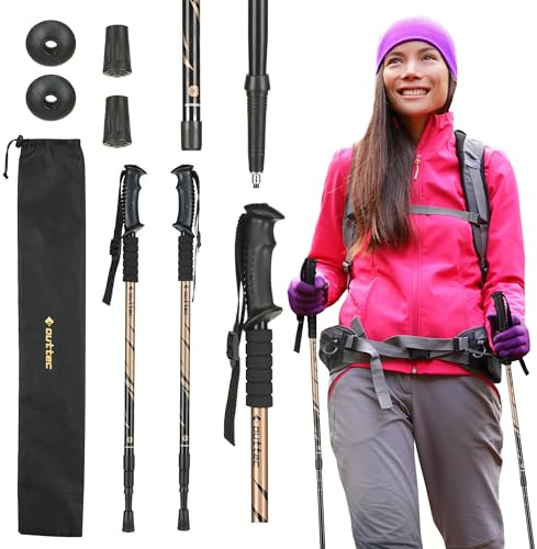 Outtec® Bastones de Senderismo Nordic Walking Bastones de Trekking - Ajustables de 65 a 135 cm