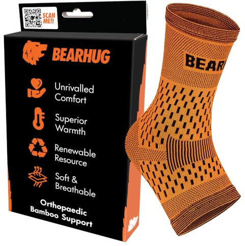 Bearhug Sport Fußgelenk-Bandage | Knöchelschutzdesign für Sport, Laufen und mehr | Mit Bambus Anthrazit für Alltags, Training, Wettkampf und Rehabilitation.