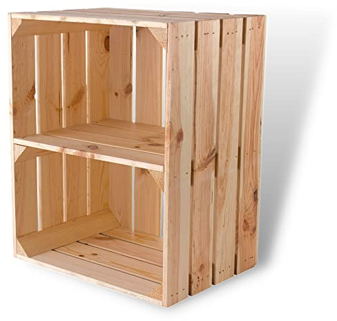 Massive Schuh- Bücherregalkiste Obstkiste Weinkiste Maße ca 50 x 40 x 30cm xxxaus dem Alten Land-Weinkisten Obstkisten Holzkiste Dekokiste Regal-Natur quer (1 Kiste)