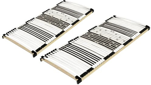 Matratzen Perfekt 7-Zonen Lattenrost 70x200 cm orthopädisch Fertig montiert 2er Set – Kopf- und Fußteil starr Lattenrahmen mit Härte-Regulierung Kautschukaufhängungen und 44 Leisten