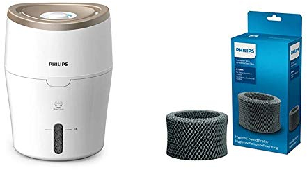 Philips HU4811/10 Luftbefeuchter (bis zu 38m², hygienische NanoCloud-Technologie, für Kinder und Babies) weiß/champagner mit Ersatzfilter FY2401/30