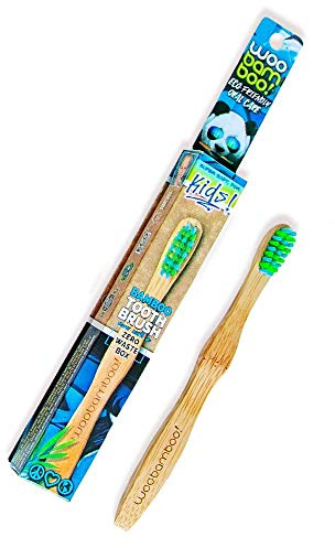 WooBamboo Bambus-Zahnbürste + Zero Waste Verpackung – umweltfreundlich, BPA-frei, zahnärztliche Nylonborsten, biologisch abbaubar, kompostierbar, vegan von WooBamboo! - Kinder-Borsten