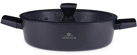 Gerlach 1760 Faitout Ø28 cm Tous Feux Dont Induction Couvercle En Verre Revêtement Antiadhésif Ilag Xera Dur 2 Ceramic Granitex