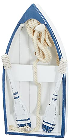 AAF Nommel Bootsregal im Maritim Mediterran Look mit Rudern und Seil zum Stellen oder Hängen 35 x 19,5 x 8 cm, Nr 04