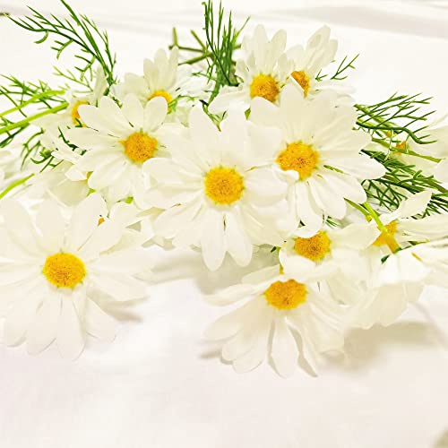 HAOSHICS 6 fiori artificiali margherite bouquet di fiori artificiali in seta per casa, ufficio, hotel, decorazione per feste di matrimonio, (bianco)