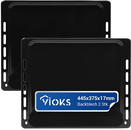 VIOKS Set 2x Ofen Backblech 445х375х18mm Ersatz für Whirlpool 481010683241 Backblech Rechteckig/Ofenbleche für Backofen Ignis Bauknecht Elica