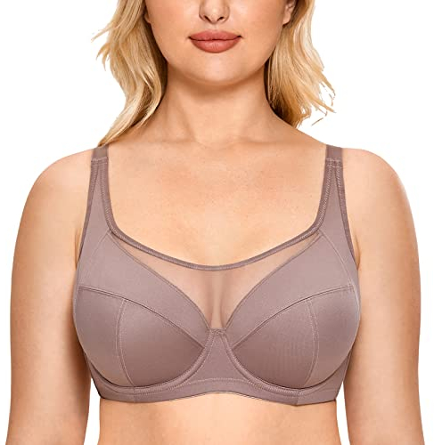 DELIMIRA Reggiseno Coppa Taglie Forti Piena con Ferretto Senza Imbottitura Donna mochaccino 3C