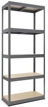 HEMMDAL Schwerlastregal Typ XS | HxBxT 180 x 75 x 35 cm | Graphitgrau | 750 kg Tragkraft | Steckregal mit 5 Böden á 150 kg Fachlast | Metallregal | Lagerregal | Werkstattregal | Made in EU