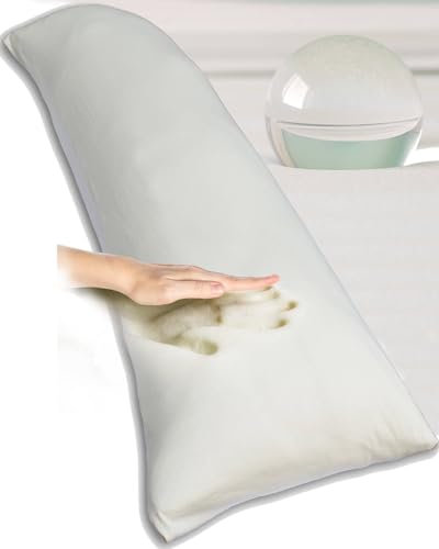Traumreiter Seitenschläferkissen mit Bezug Baumwolle, orthopädisches Memory Foam Kissen Visco für Seitenschläfer, ca. 140x40 langes Lagerungskissen Erwachsene Side Sleeper Body Pillow (Natur)