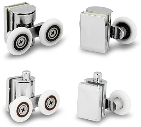 4Pcs 23mm Twin Zinc Alloy Shower Door Rollers Runners Wheels Top and Bottom Set Model W2