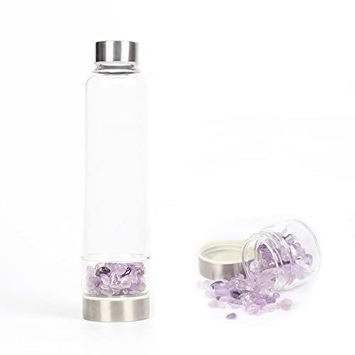 SAHKGYE 550 Ml Bottiglia d'Acqua in Cristallo Naturale Bacchetta Magica in Cristallo Obelisco di Cristallo Reiki con Punto Elisir Curativo della Bacchetta Bottiglia d'Acqua Infusa con Gemma