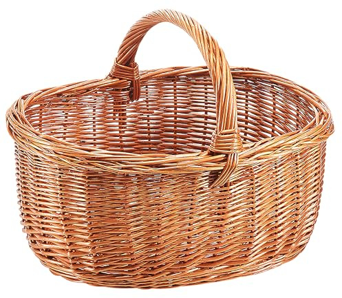 Kobolo Autokorb Einkaufskorb aus Weide handgeflochten mit Griff 40 cm