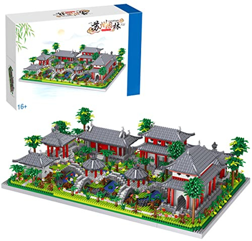 Pasyru Modular Haus Bausteine, 4174 Teile The Suzhou Gardens Modellbausatz, Chinesische Berühmte Architektur Mini Bausteine Bausatz, Kreatives Bauset Geschenk für Jugendliche und Erwachsene