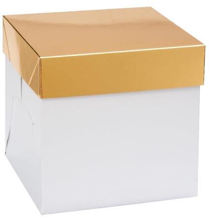 Decora, 0339445 Boîte à Panettone avec fond automatique 20 x 20 x 20 cm avec couvercle Or, parfaite pour emballer Panettoni hauts ou bas jusqu'à 1 kg, emballées individuellement