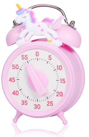 Vspek 55-Minute Countdown Timer, Classroom Visual Timer for Kids and Adults, Durable Mechanical Kitchen Timer Clock -NO BATTERIES REQUIRED- Timer in the shape of Alarm Clock (Unicorn-B)