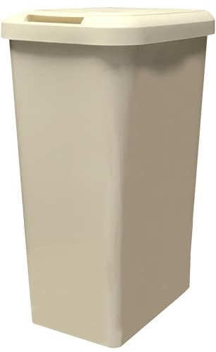 KetoPlastics Kitchen Bin Touch and Lift Rectangle Swing Bin as a Kitchen Waste Rubbish Recycle Bin 45L - Cream