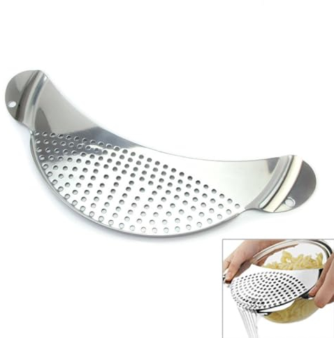 PIQIUQIU Colador de pasta de acero inoxidable, colador para cacerolas, 33 x 13.5 cm