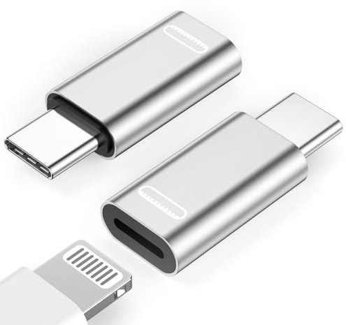 [Certificato Apple MFi] Adattatore da Lightning a USB C, confezione da 2 adattatori da Lightning femmina a USB C maschio, per iPhone 15/15 Plus/15 Pro/15 Pro Max/iPad Pro/Air/Mini, supporta ricarica