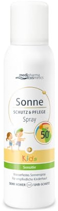 Sonne Schutz&Pflege Kids Aerosol-Spray LSF 50+ - Sehr hoher Sonnenschutz - ultraleichter Sprühnebel - für empfindliche Kinderhaut - für Gesicht & Körper - von medipharma cosmetics - 150 ml
