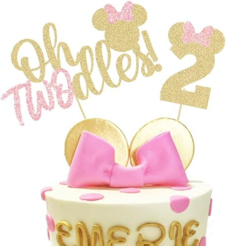 10 Pack Oh Twodles Mouse Themed Cake Topper For Baby Shower Kids 2nd Birthday Theme Party Supplies