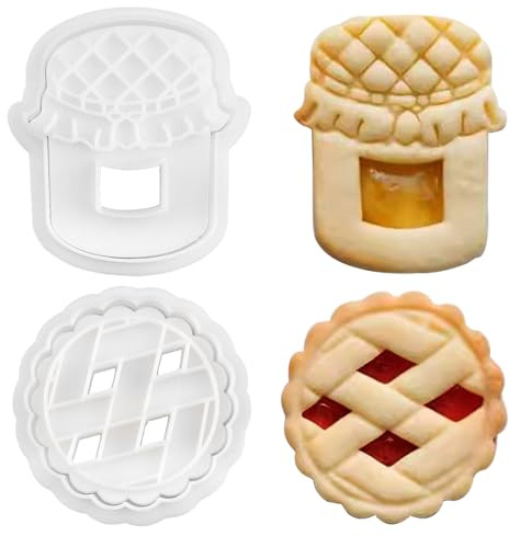 3D Jam Sandwich Cookie Cutter Set Small Cookie Cutters for Kids Jam Biscuit Cutter Cookie Molds Plastic Cookie Stamps Cookie Press Biscuit Cutters for Baking Chocolate Sandwich Cookies Baking Supplies