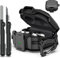 RFUNGUANGO Funda para Samsung Galaxy Buds 2 Pro/Buds Pro/Buds Live/Buds 2 Case Cover/Galaxy Buds FE (2023), Estuche Militar de Fibra de Carbono con Llavero/Cremallera/con Kit de Limpieza,Negro