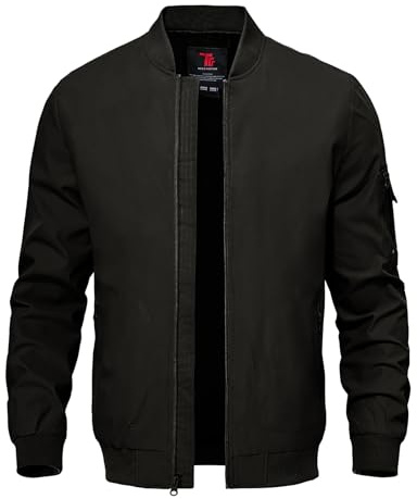 TBMPOY Men's Black Lightweight Bomber Jackets Light Windbreaker Casual Stylish Fall Golf Dress Business Varsity Black 4XL
