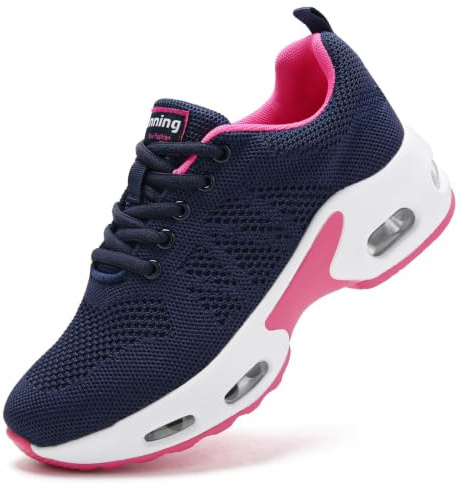Running Shoes for Women Trainers Ladies Memory Foam Comfort Gym Sneakers Air Cushion Arch Support Plantar Fasciitis Orthopedic Shoes Navy UK 6