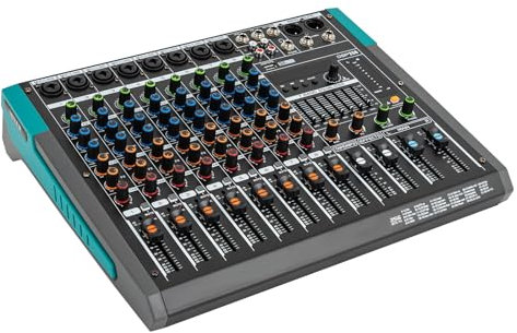 8 Kanal Tragbarer Bluetooth Audio Mixer,Sound Console Amplifier Mischkonsole Live-Übertragungsraum Audio Mischpult USB LCD-Display,Verwendet Für Aufnahmestudios,Professionelle Bühnenvorstellungen