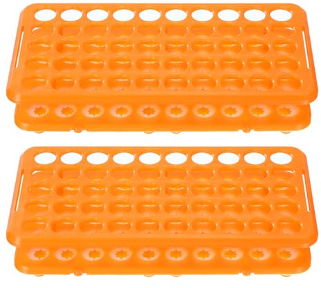PATIKIL 50 Wells Portoir À Tubes, 2 Pcs Portoir À Fioles Double Couche Support Pour Tubes De Centrifugeuse 5,10,15ml, Orange