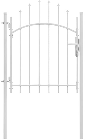 Sufrk Gartentor Zaunelemente Gartenzaun GartentüR Gartenzaun Metall Garden Fence ZauntüR Stahl 1x1,75 m Weiß