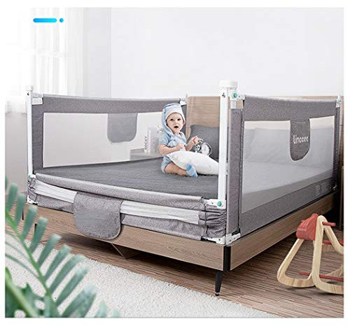 Bettgitter, Absturzsicherung, universeller Fallschutz für Kinderbetten, für Zwillings-, Doppel-, Queen- und King-Size-Matratzen (Farbe: Grau, Größe: 180 cm – 1 Stück)